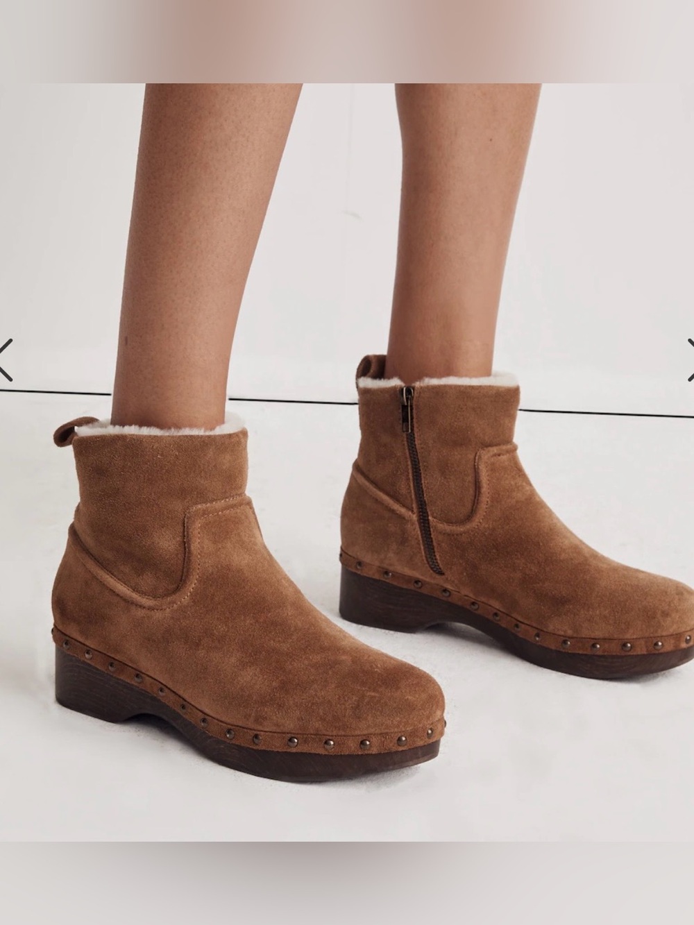 Madewell Tan Suede Shearling-Lined Ankle Boots Women’s Size 8 EUC